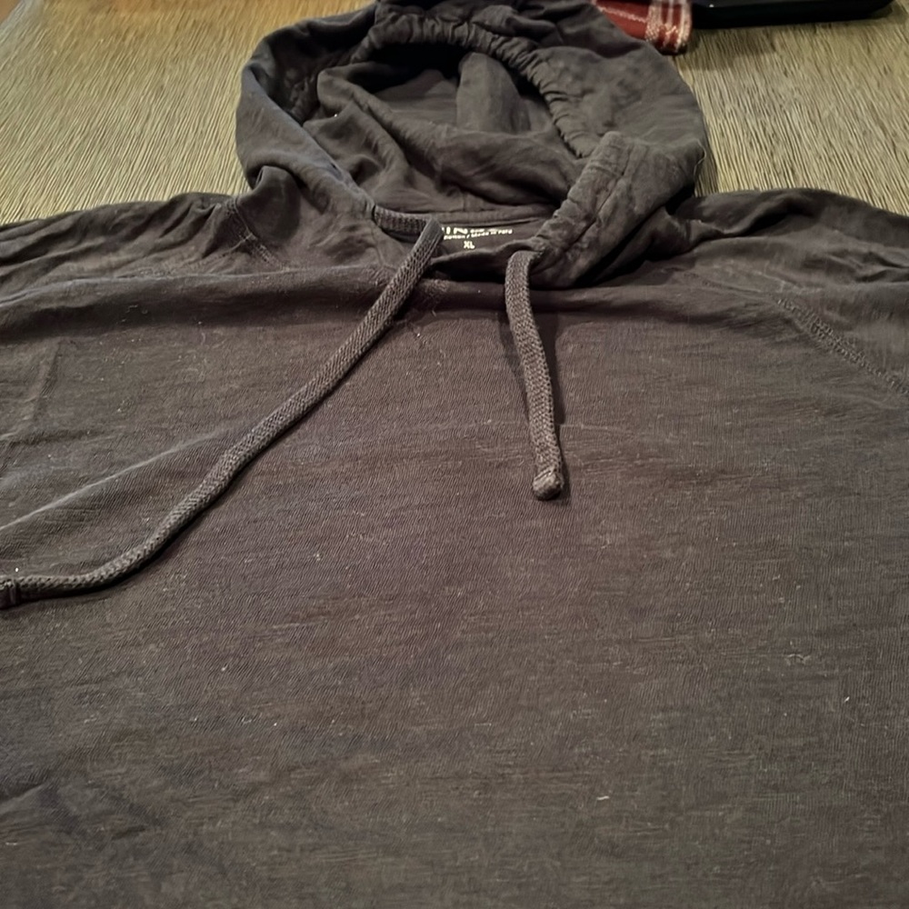 Long sleeve navy blue hoodie by Vince.